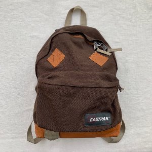 90s EASTPAK brown canvas/leather backpack