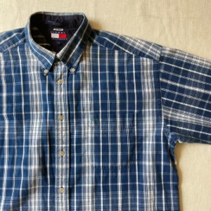 90s tommy hilfiger oxford cotton check shirt (105 size)