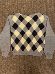 Vtg argyle pattern heavywool boatnecck sweater